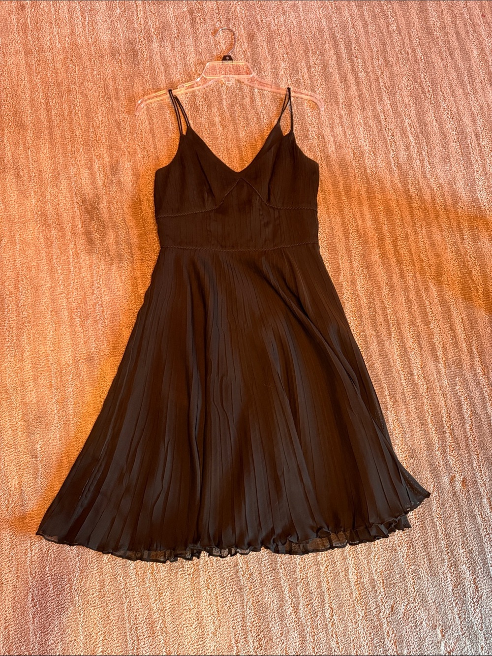 LOFT Black Pleated Midi Slip Dress